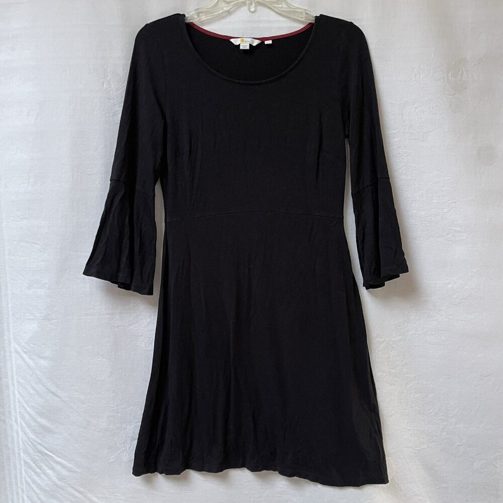 Boden Dress Womens 4 R Black Bell Sleeve Scoop Neck Miriam Stretch Jersey Y2K